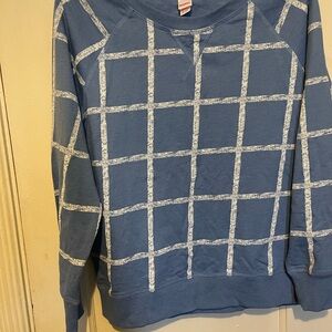 Blue Grid-Print Women's Sweater